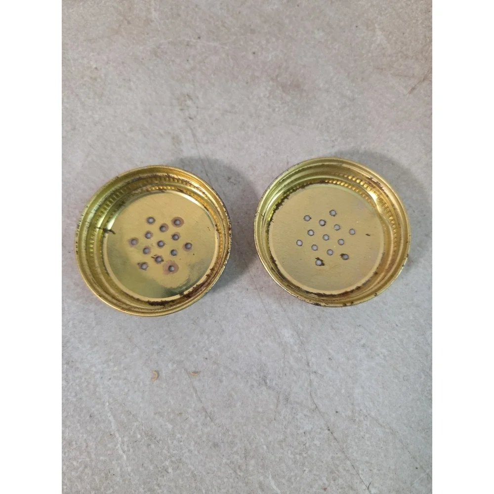 VTG Golden Harvest Mason Jar Glass Salt & Pepper Shaker Set of 2 Metal Lids